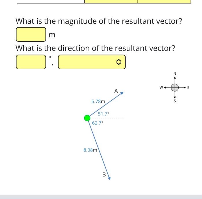 below. Enter positive values for components directed North and East. Enter negative