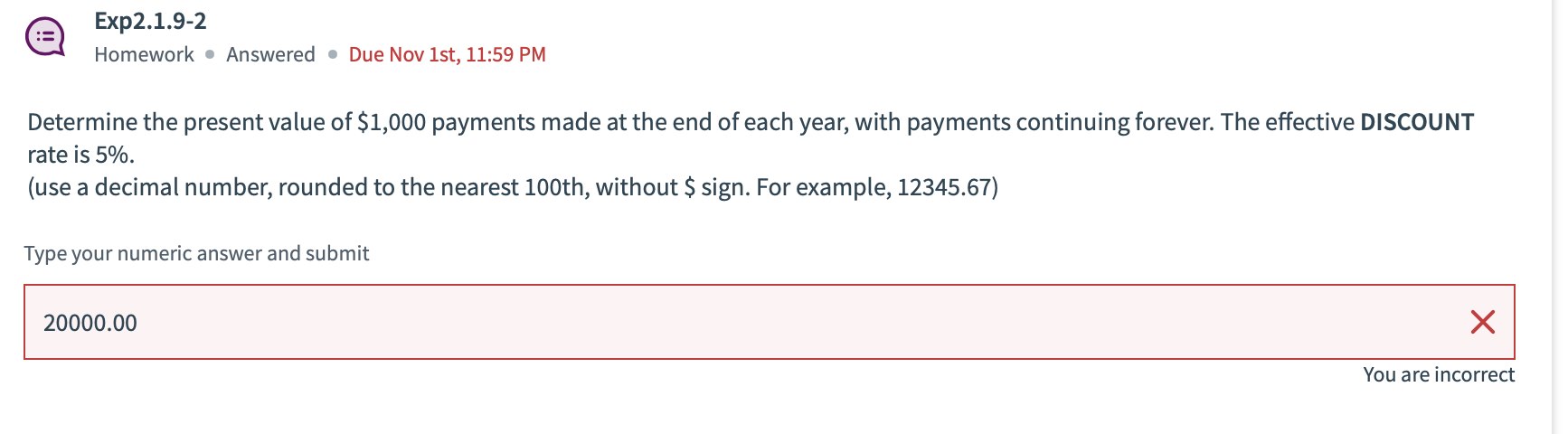 20,000 is wrong answer. i need for each year!! Determine the present