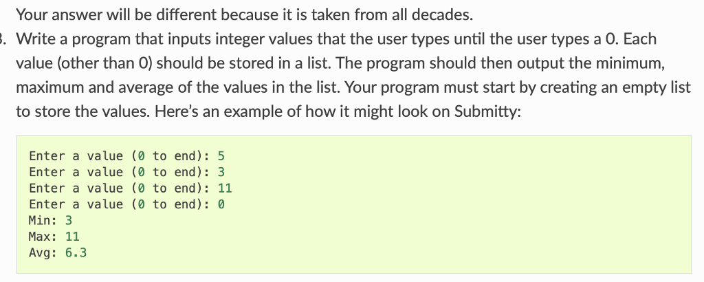 'BREAK.' PLEASE MAKE AS SIMPLE AS POSSIBLE 2. The following list represents