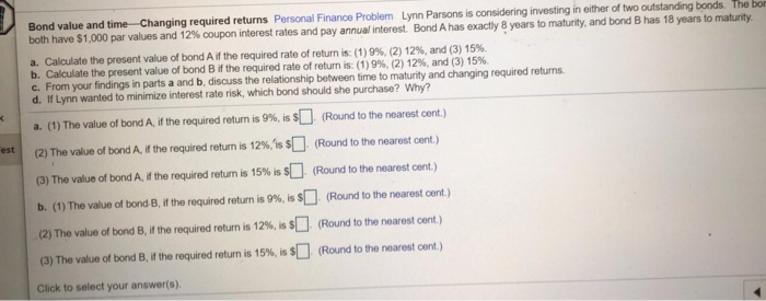 por bonds with a 15% coupon interest rate The pay wrest l