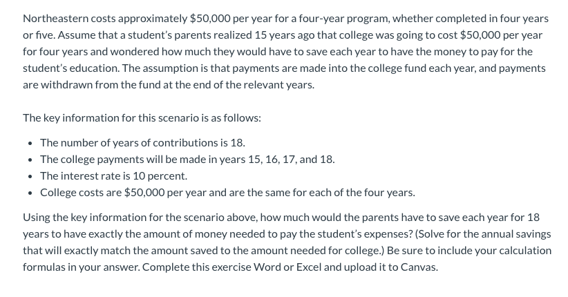 please include step by step process for solving, including equations. Northeastern