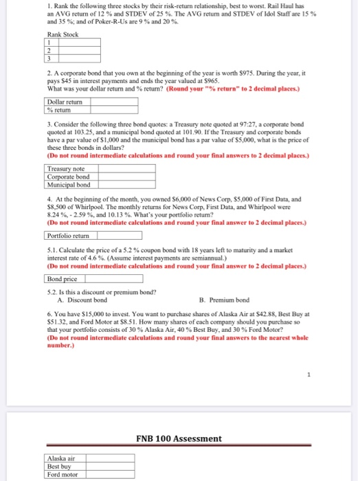 1 , 2, 3 ,4 5-1 , 52 1. Rank the following