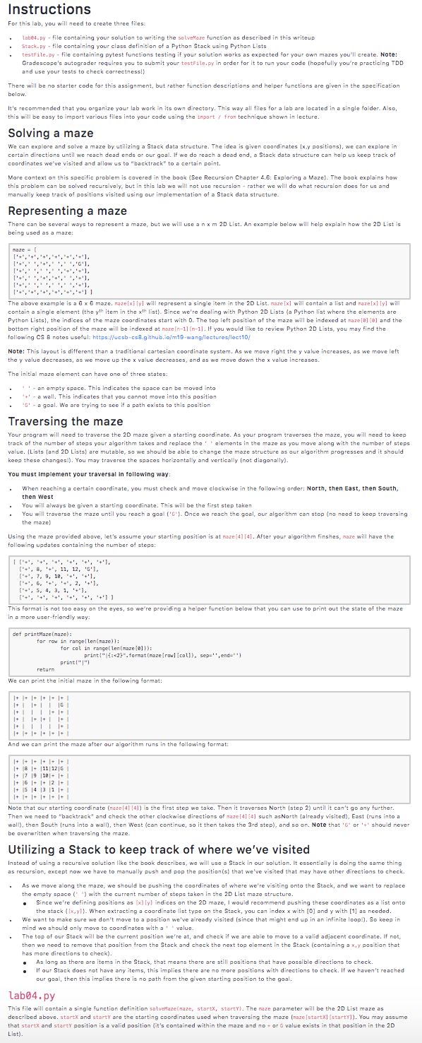 need use python to do this Instructions For this lab, you will