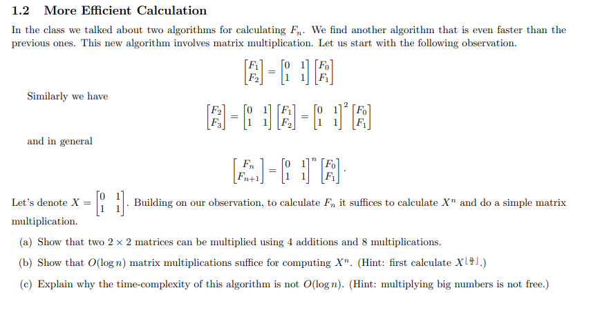 1.2 More Efficient Calculation In the class we talked about two