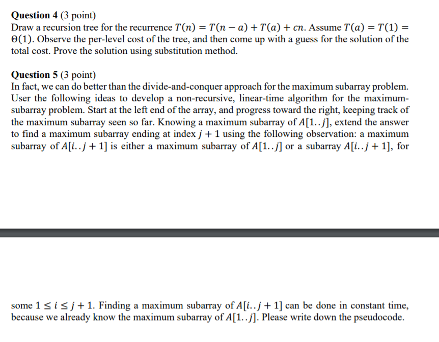(n) = 87 () + n2 = 0(n?) Hint: You can minus