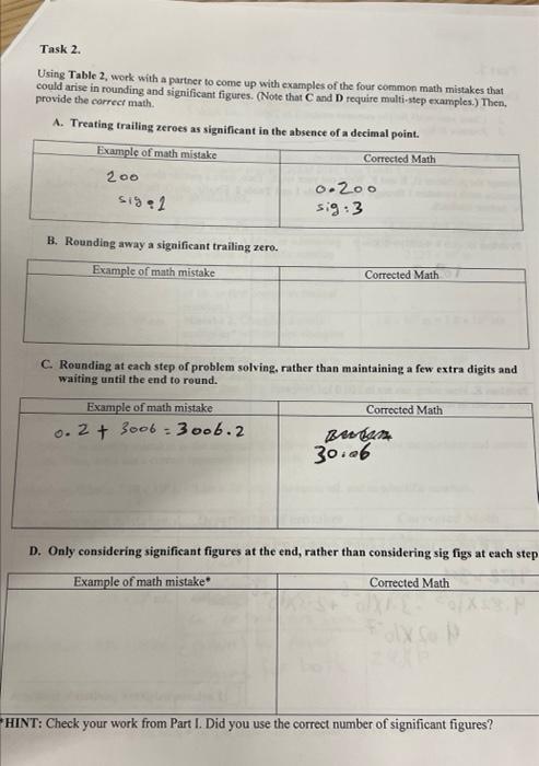  Task 2. Using Table 2, work with a partner to come