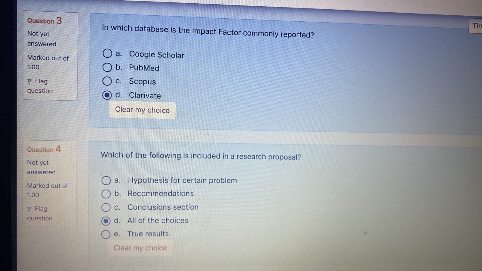  In which database is the Impact Factor commonly reported? a. Google