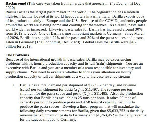 This is all the information that was given. Linear Models and Inventory