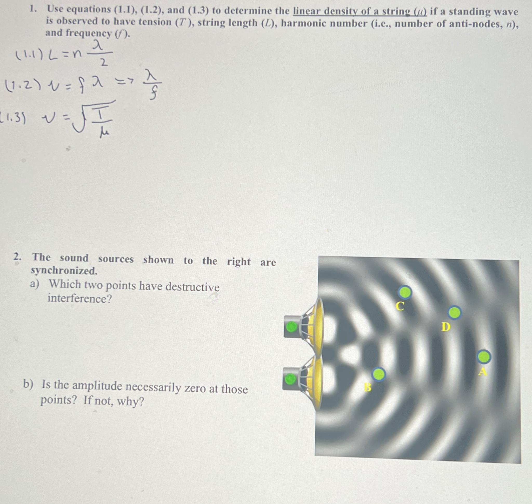  Use equations (1.1),(1.2), and (1.3) to determine the linear density of