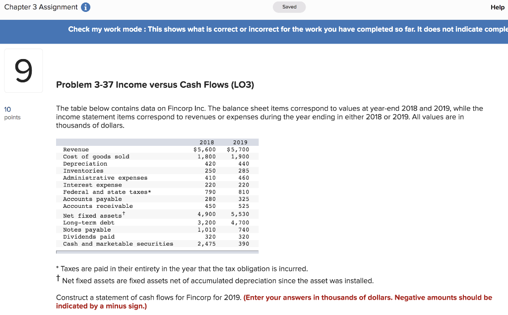  Chapter 3 Assignment i Saved Help Check my work mode :