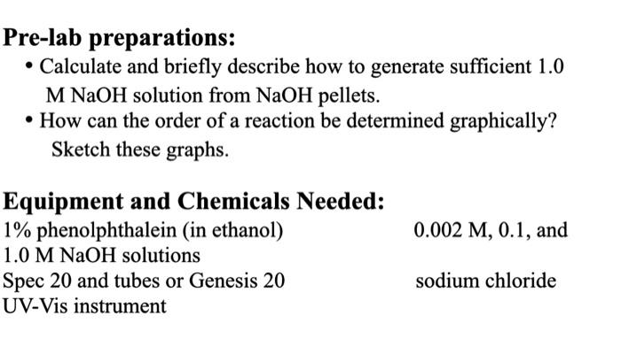 please answer both bullet points under pre-lab Pre-lab preparations: - Calculate and