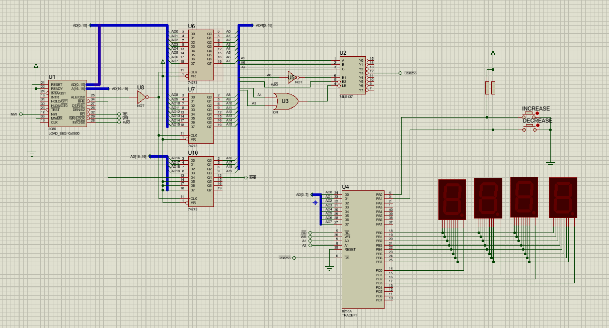  In an 8086 microprocessor-based system, a simple input/output application is desired