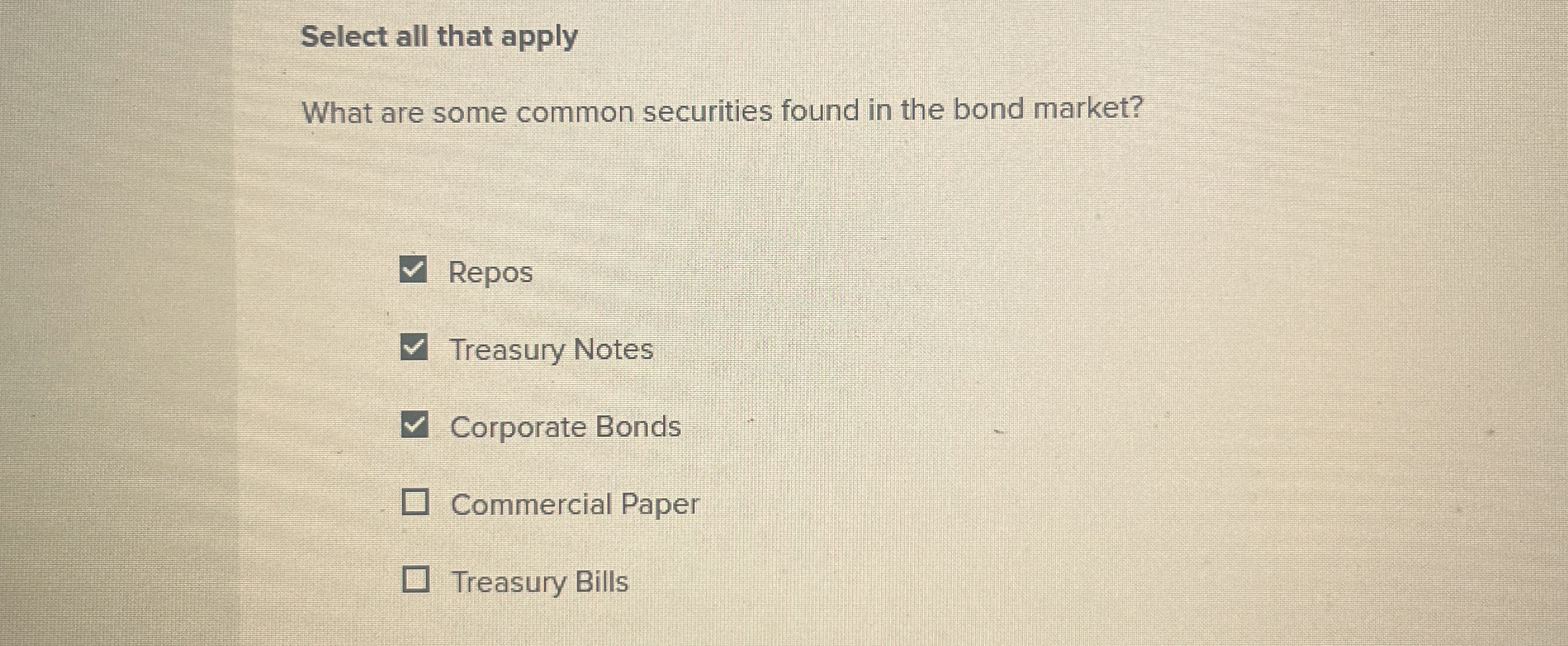  Select all that apply What are some common securities found in
