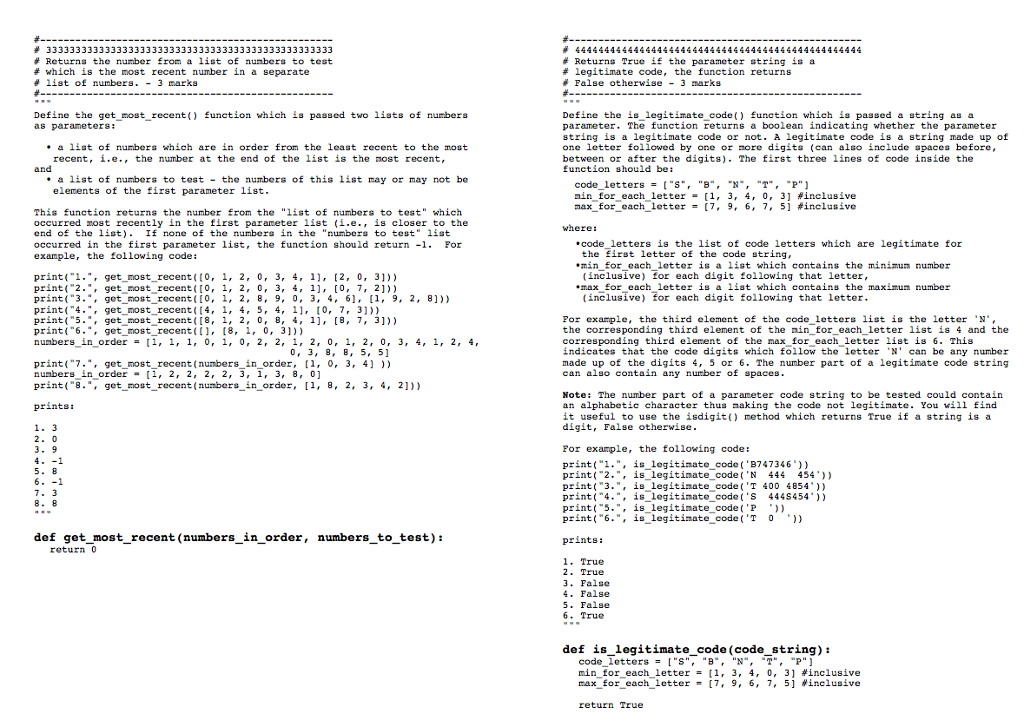 as parameters: a list of numbers which are in order from the