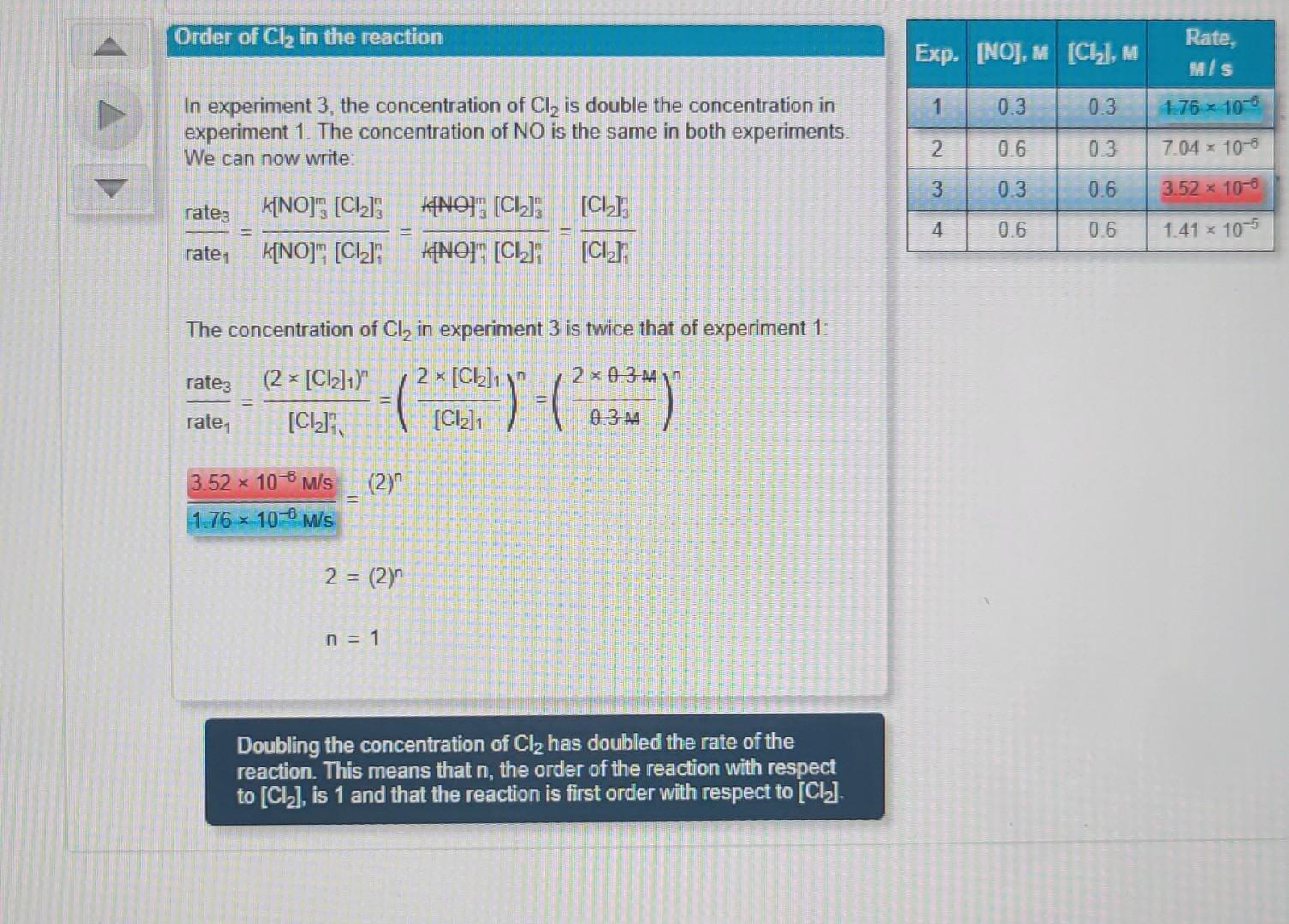 the rate constant for the reaction (with the correct units). 2NO(g)+Cl2(g)2NOCl(g) Explore