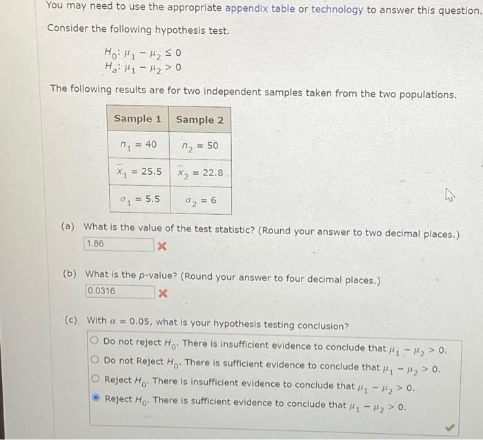  You may need to use the appropriate appendix table or technology