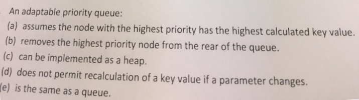 An adaptable priority queue: (a) assumes the node with the highest