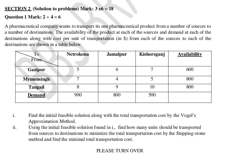 SECTION 2 (Solution to problems) Mark: 36=18 Question 1 Mark: 2+4