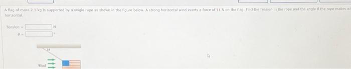  horizontal. [ egin{aligned} ext { Tension } & =quad mathrm{N} \