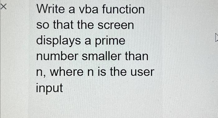  Write a vba function so that the screen displays a prime