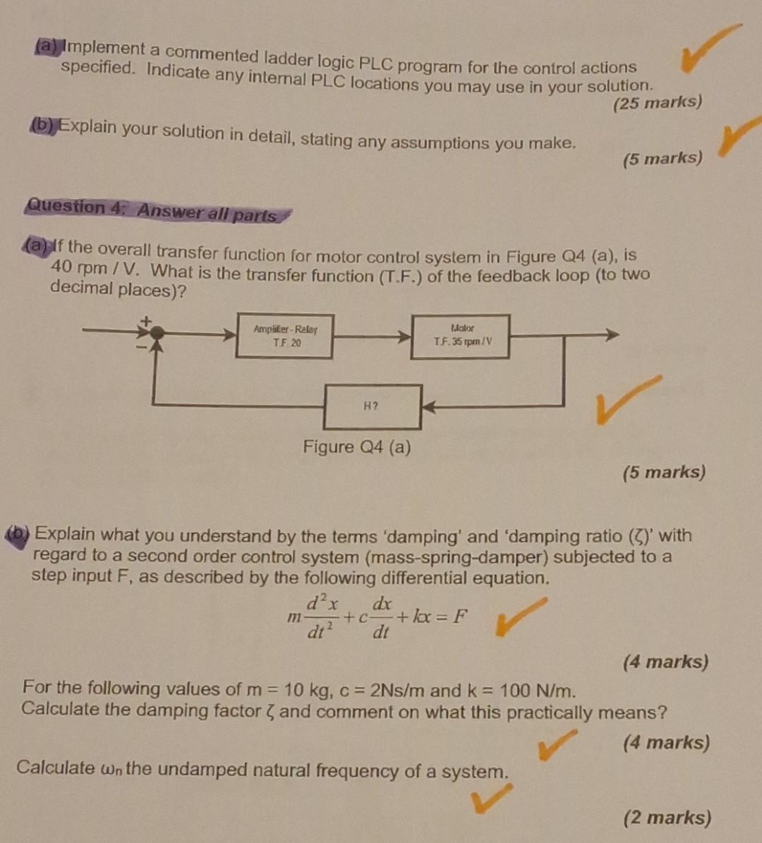  (a) Implement a commented ladder logic PLC program for the control