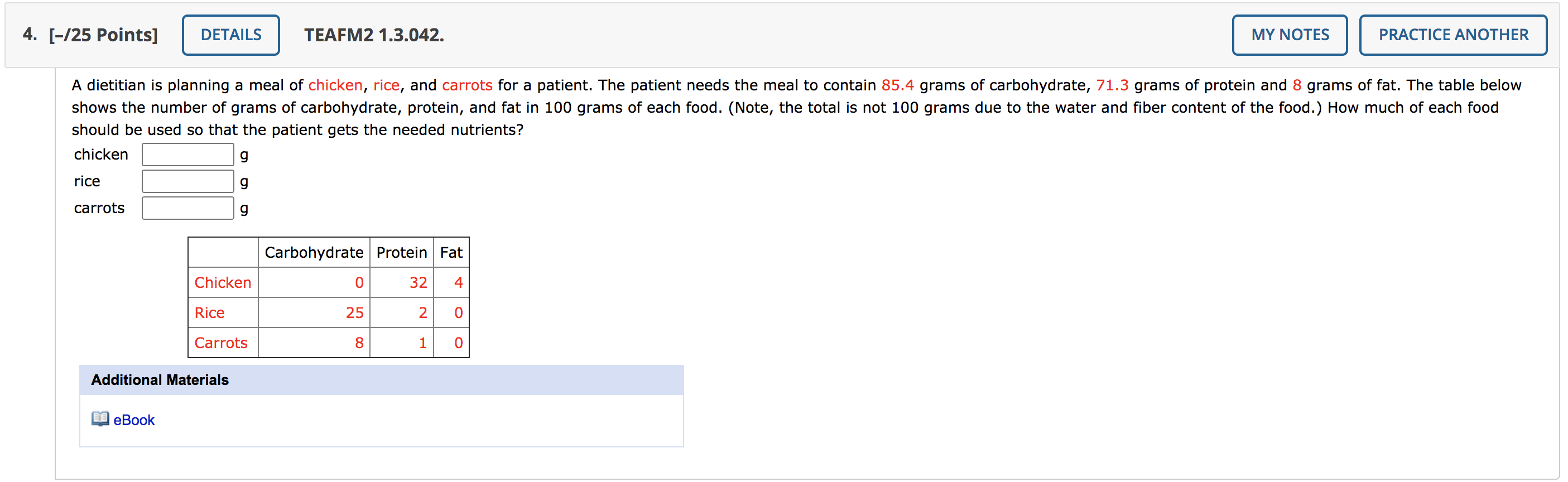  4. [-/25 Points] DETAILS TEAFM2 1.3.042. MY NOTES PRACTICE ANOTHER A