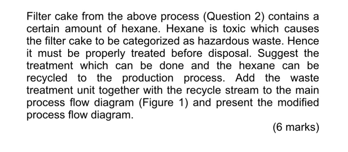 certain amount of hexane. Hexane is toxic which causes the filter cake