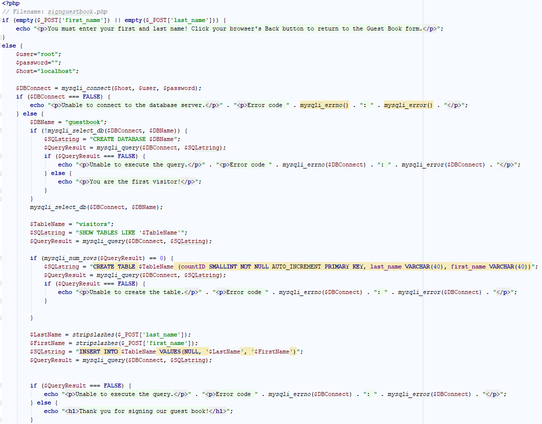visitors to your site to sign a guest book that is saved