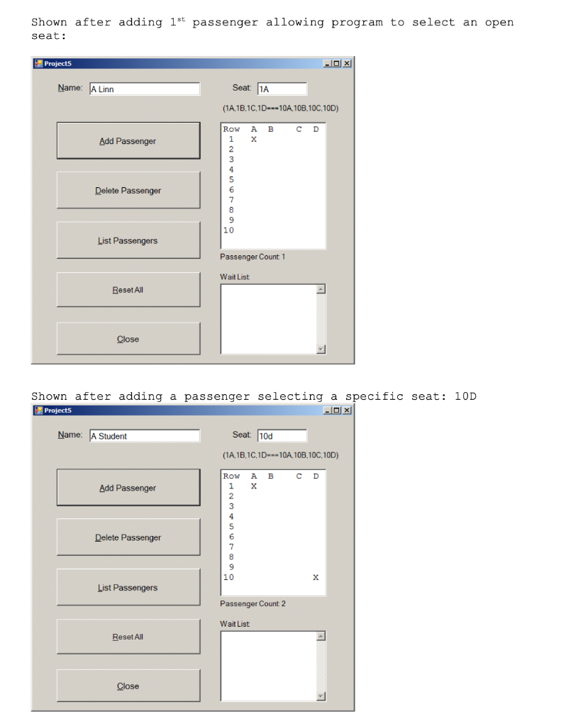 Write a reservation system for an airline flight. Assume the airplane has