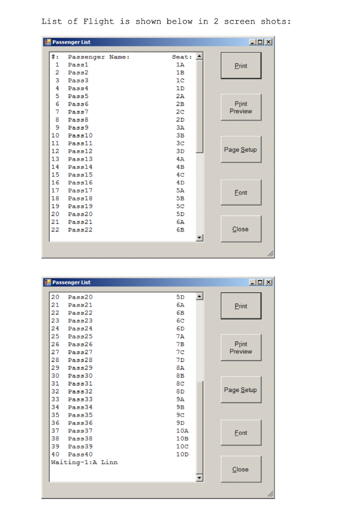 to be used as a waiting list in case the plane is