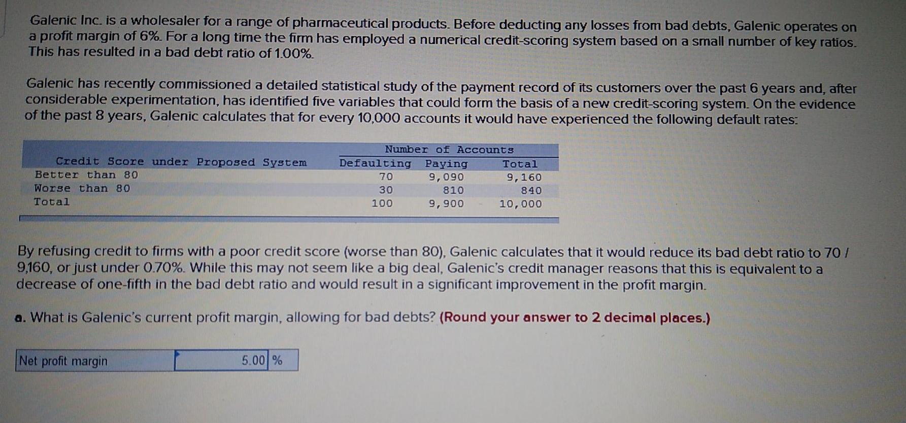 I need help with question B and d please Galenic Inc.