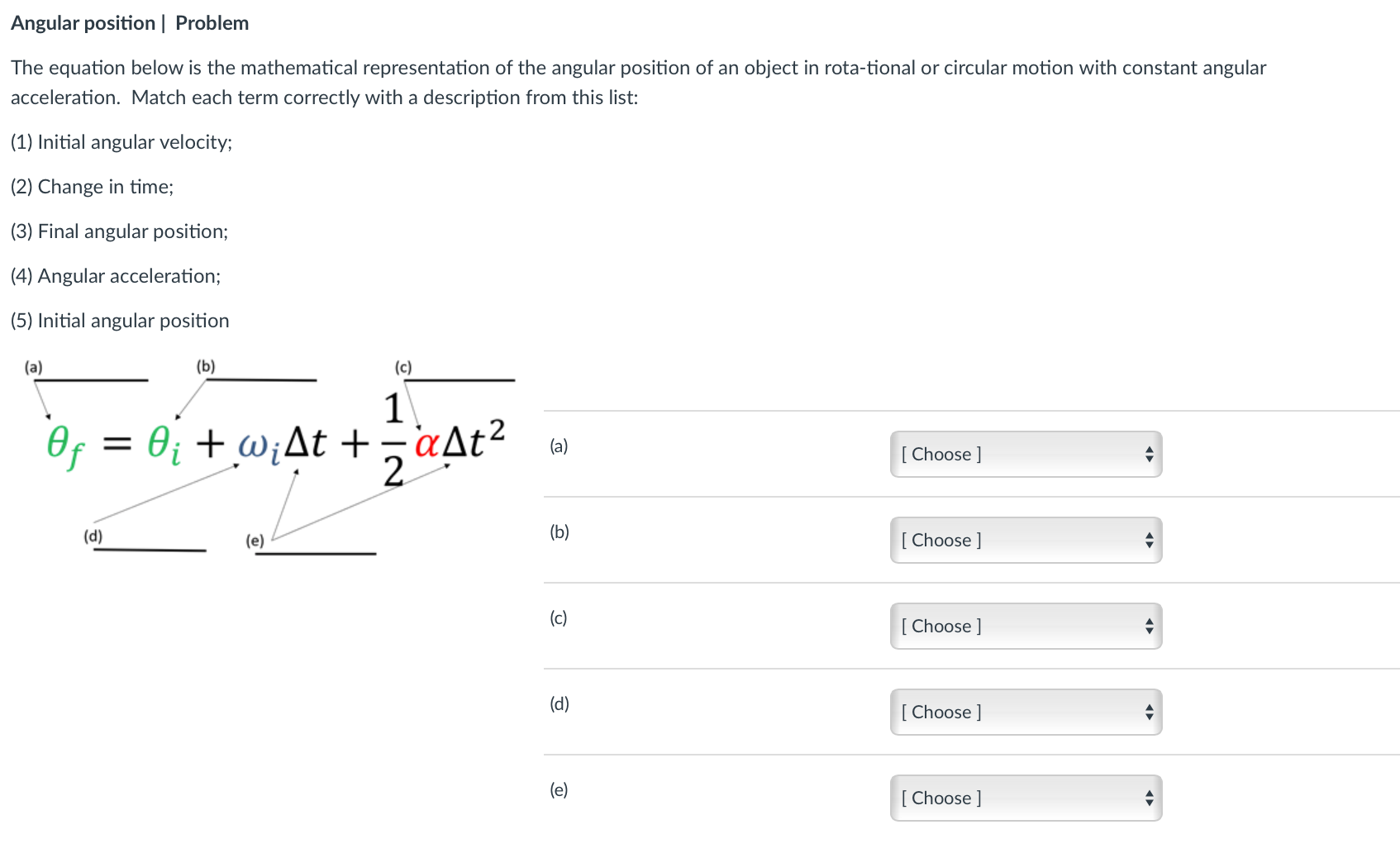  Angular position | Problem The equation below is the mathematical representation