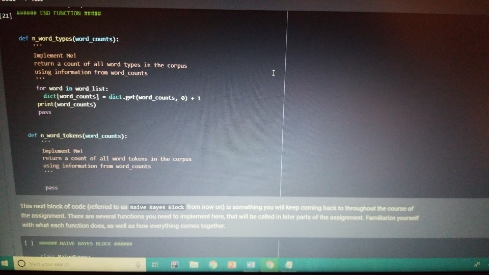 out the word_counts dictionary variable, word_counts keeps track of how many times