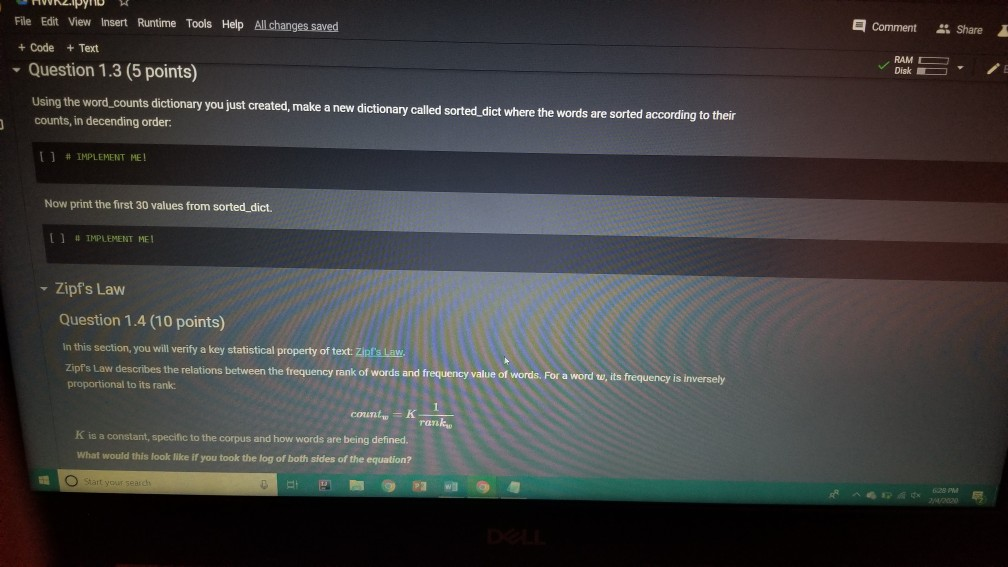 of the word type movie in the corpus".Format(word_counts ["movie" 1) else: print