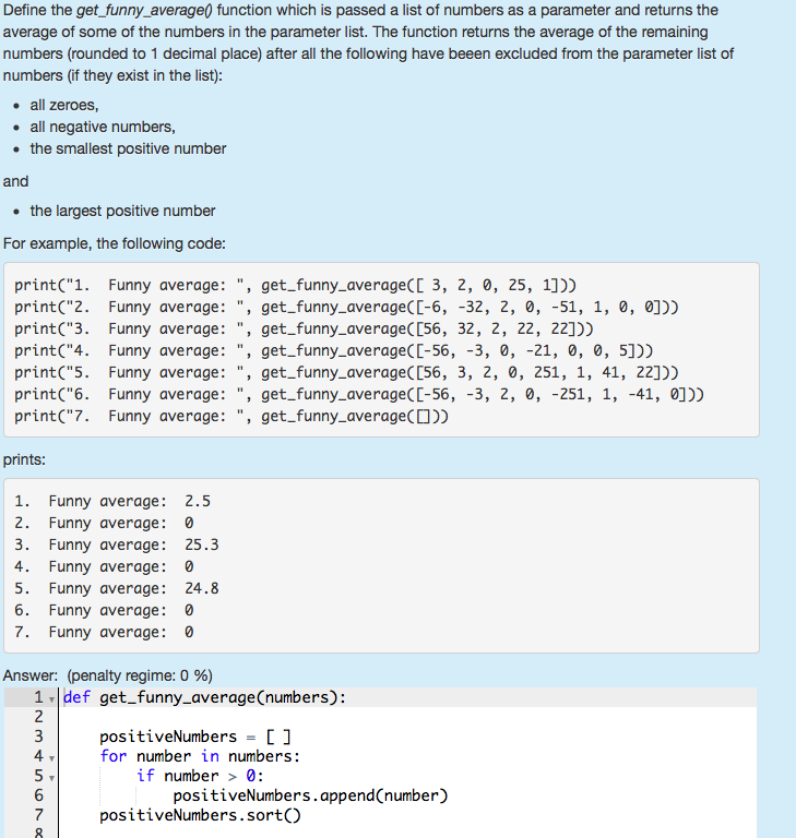  Define the get_funny_average0 function which is passed a list of numbers