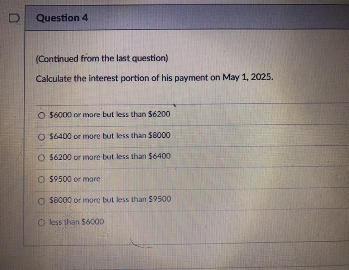 repayment on May 1, 2031 will be $8,000. Calculate the principal portion