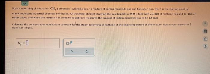 industrial chemist studying this reaction fills a 2.0 I. flask with 0.67