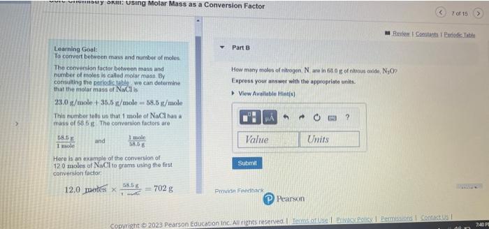 you!!! Core Chemistry Skill: Using Molar Mass as a Conversion Factor Learning