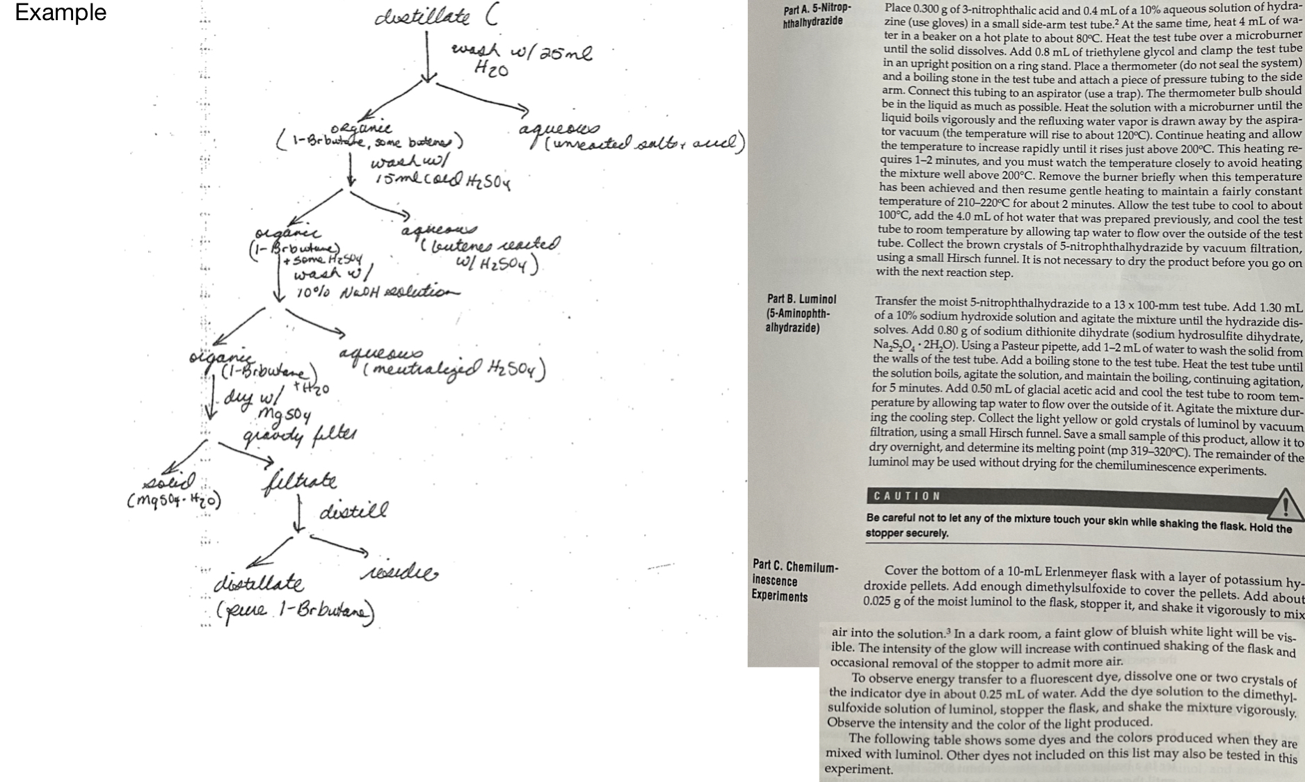  Draw a procedure scheme for the following experiment (example included )