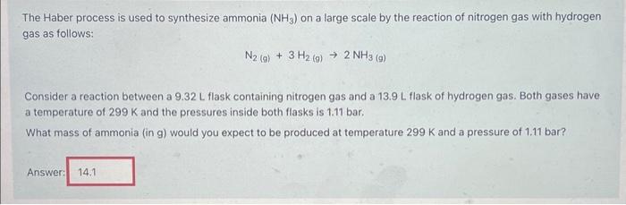 keep bar do not convert it please. The Haber process is used
