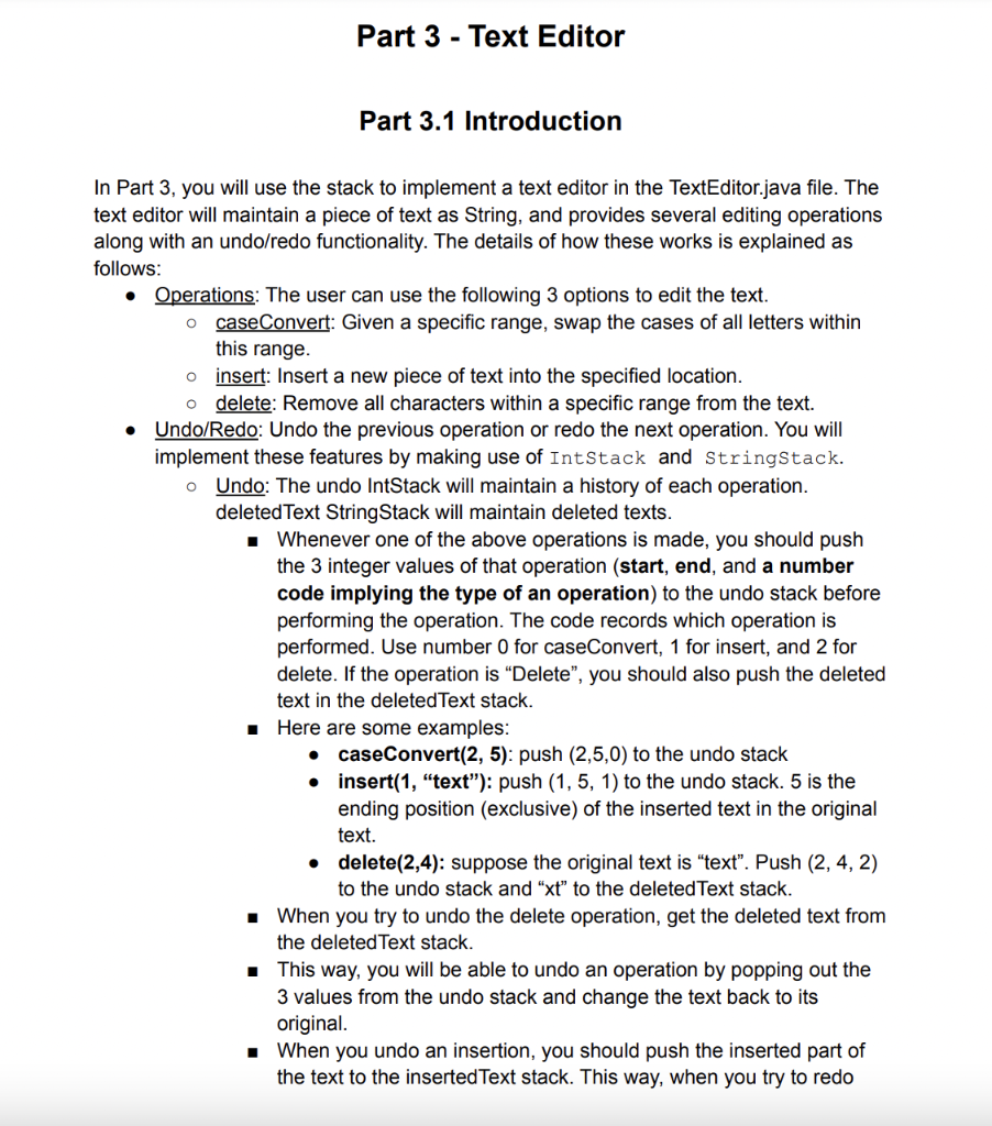This is in java. Need to use class IntStack.java and StringStack.java to