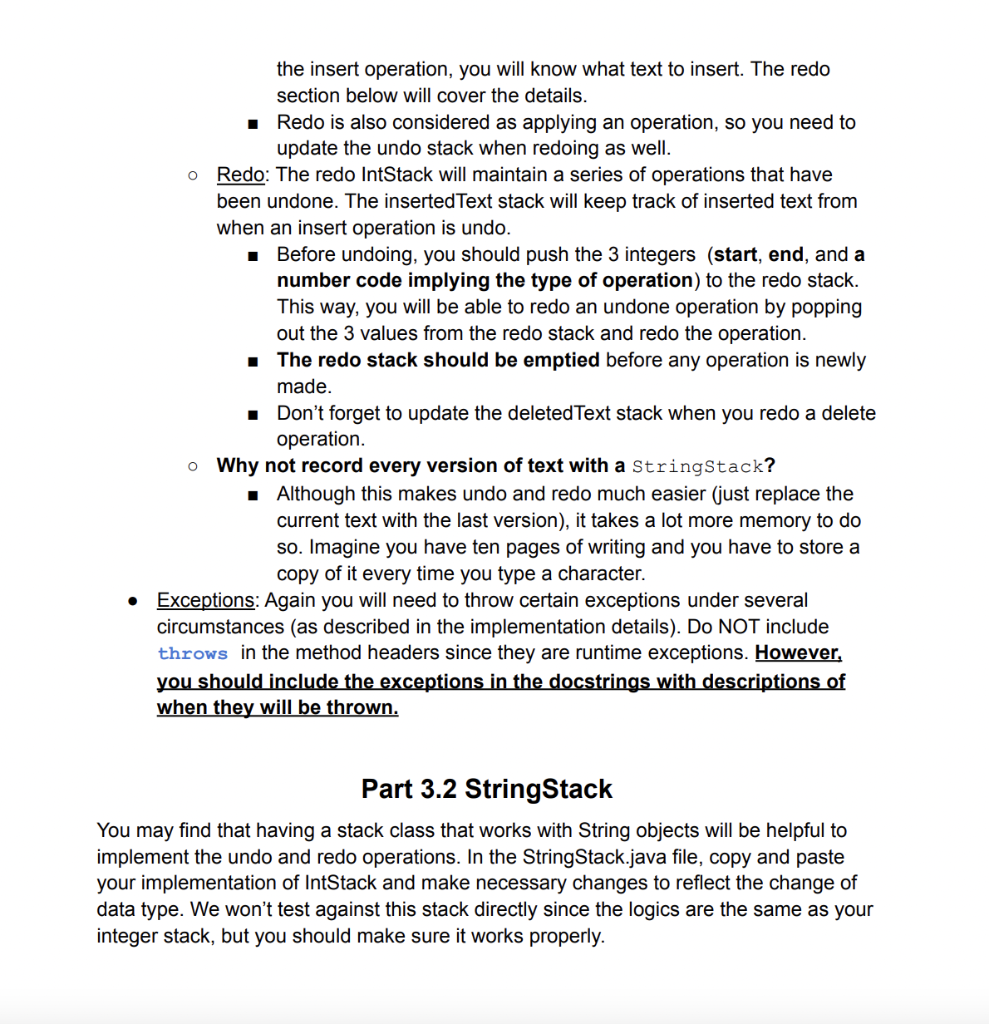 do this problem. Starter code for TextEditor.java is below. I have IntStack