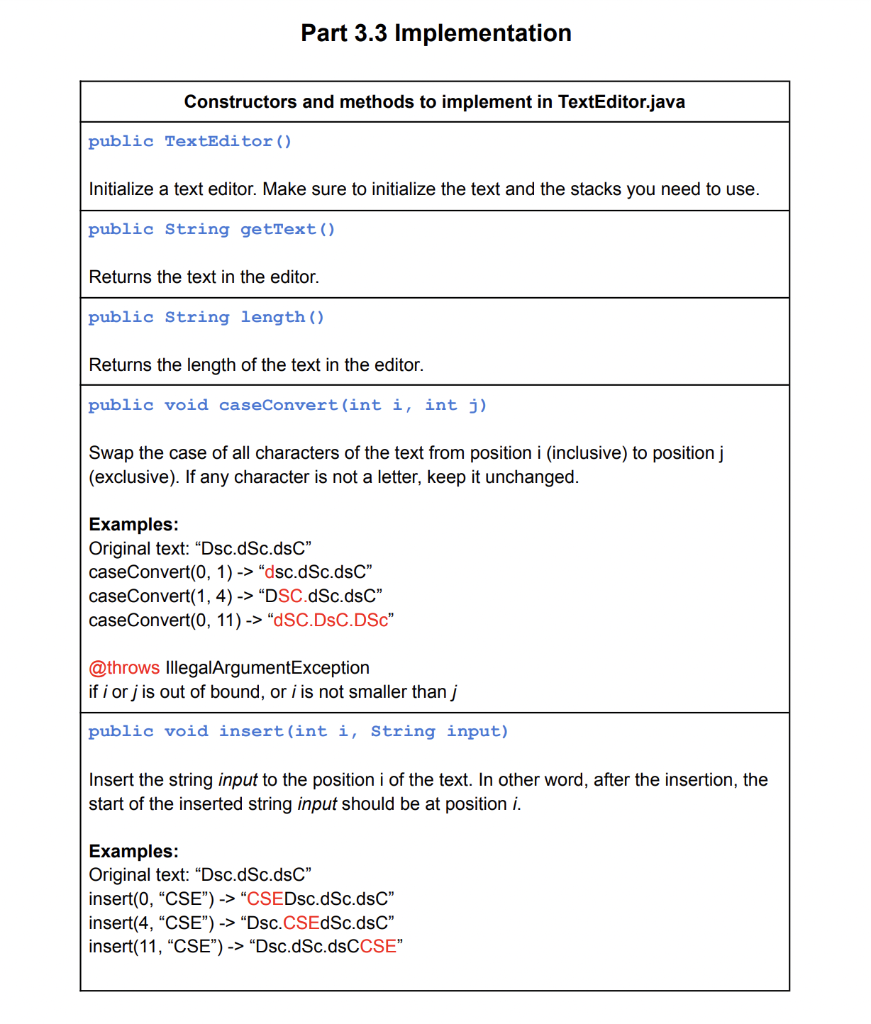 but not StringStack. CANNOT IMPORT PACKAGES. THANK YOU! STARTER CODE FOR TEXTEDITOR.JAVA