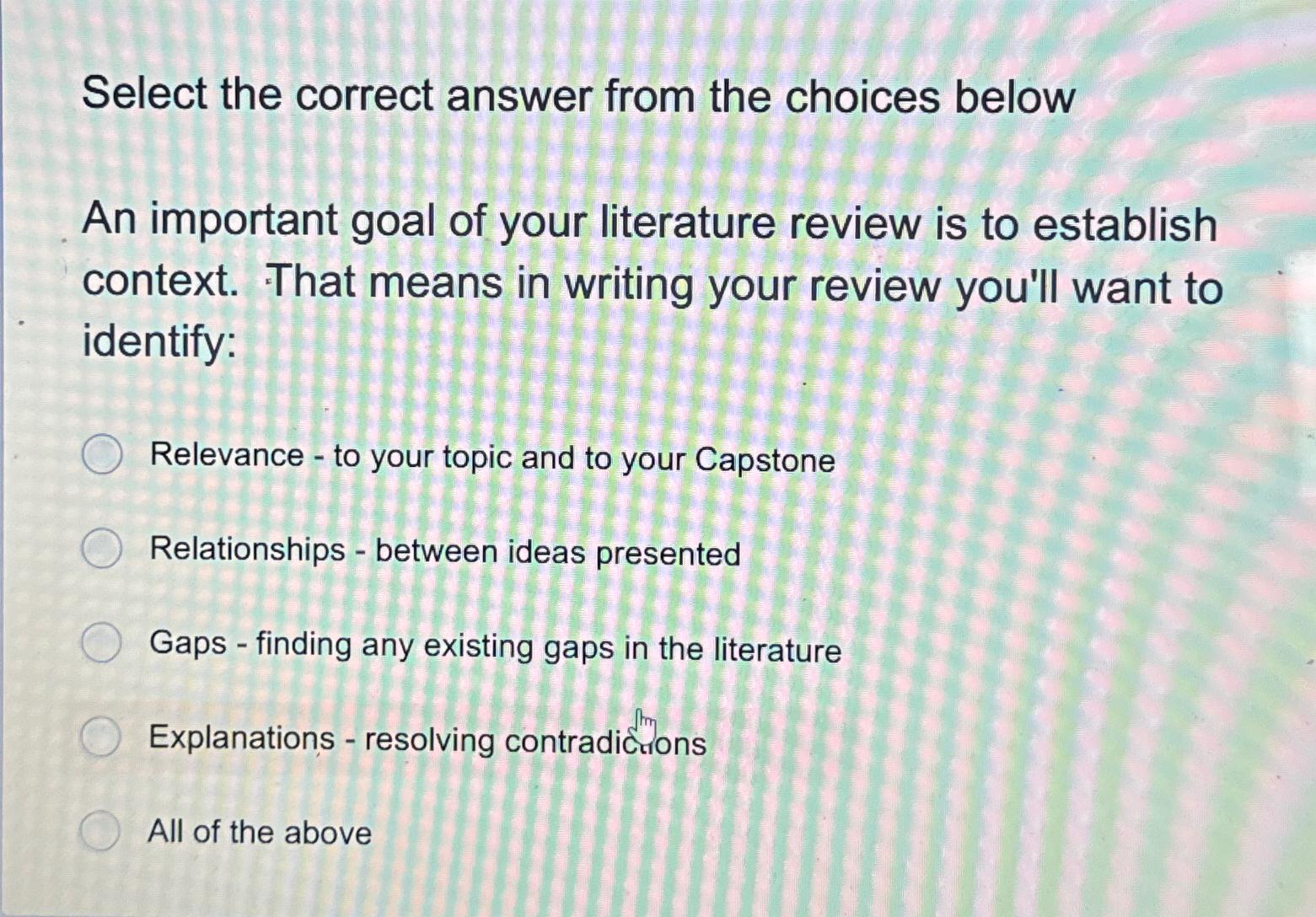  Select the correct answer from the choices below An important goal