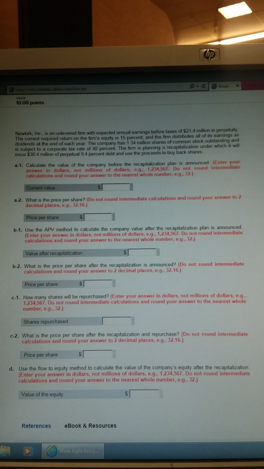 please answer completely and correctly all questions thanks 0.00 points Newkork, Inc,