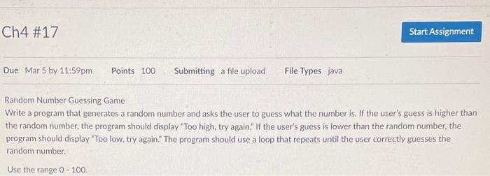 #17 JAVA Random Number Guessing Game Write a program that generates a