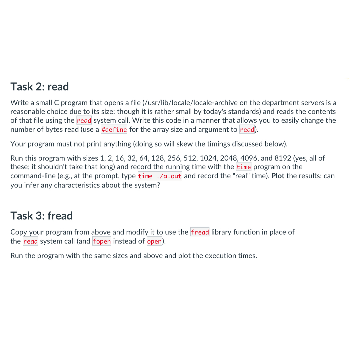  Task 2: read Write a small C program that opens a