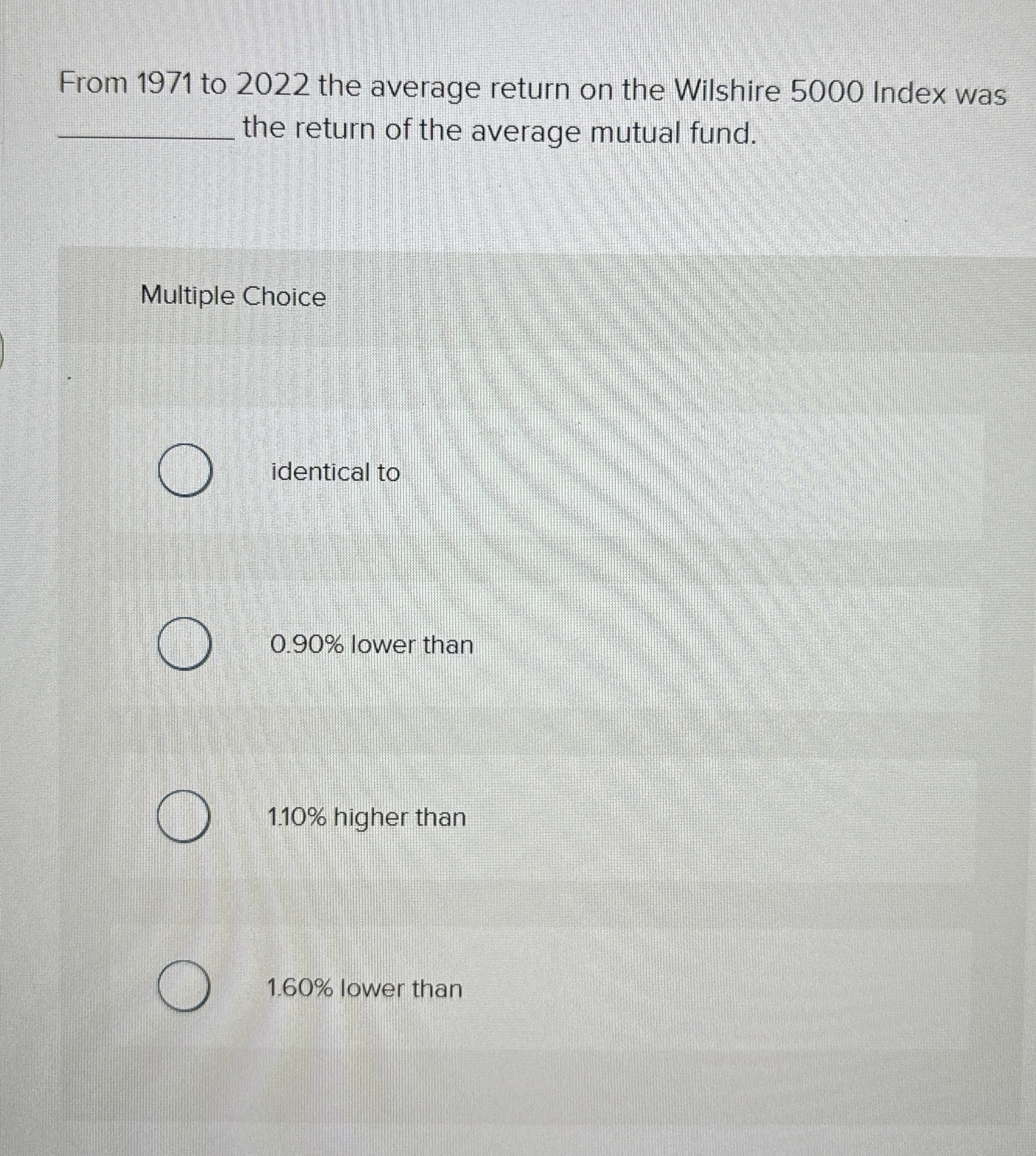  From 1971 to 2022 the average return on the Wilshire 5000