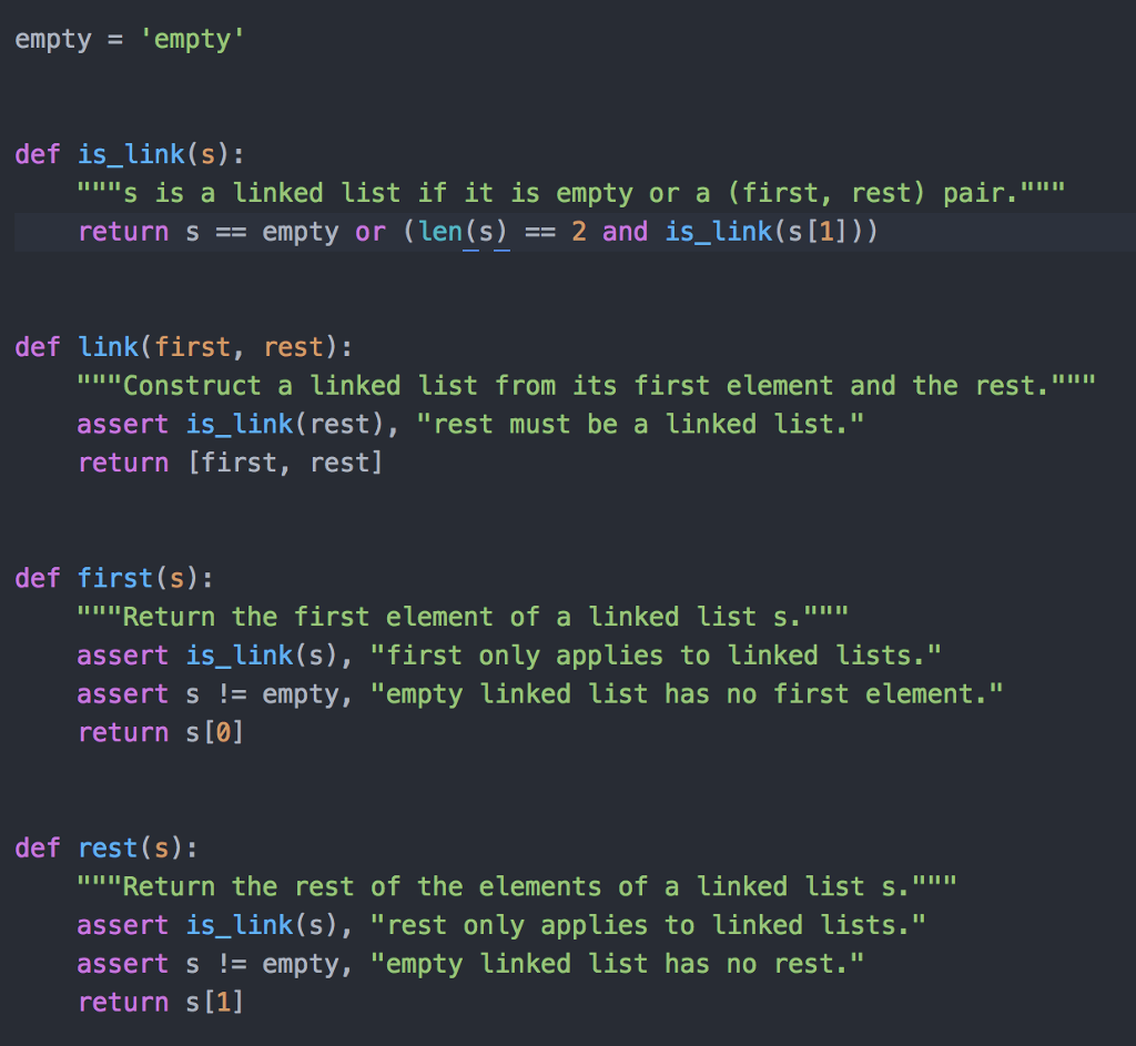 in list (Python list) format. This function must be implemented using an