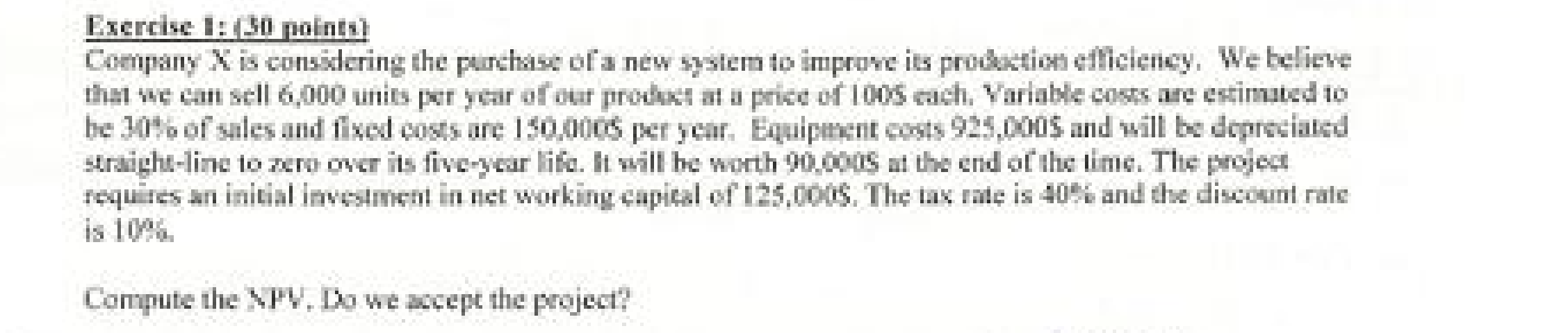 Please provide a detailed solution fro the following problem Exercise 1: $0